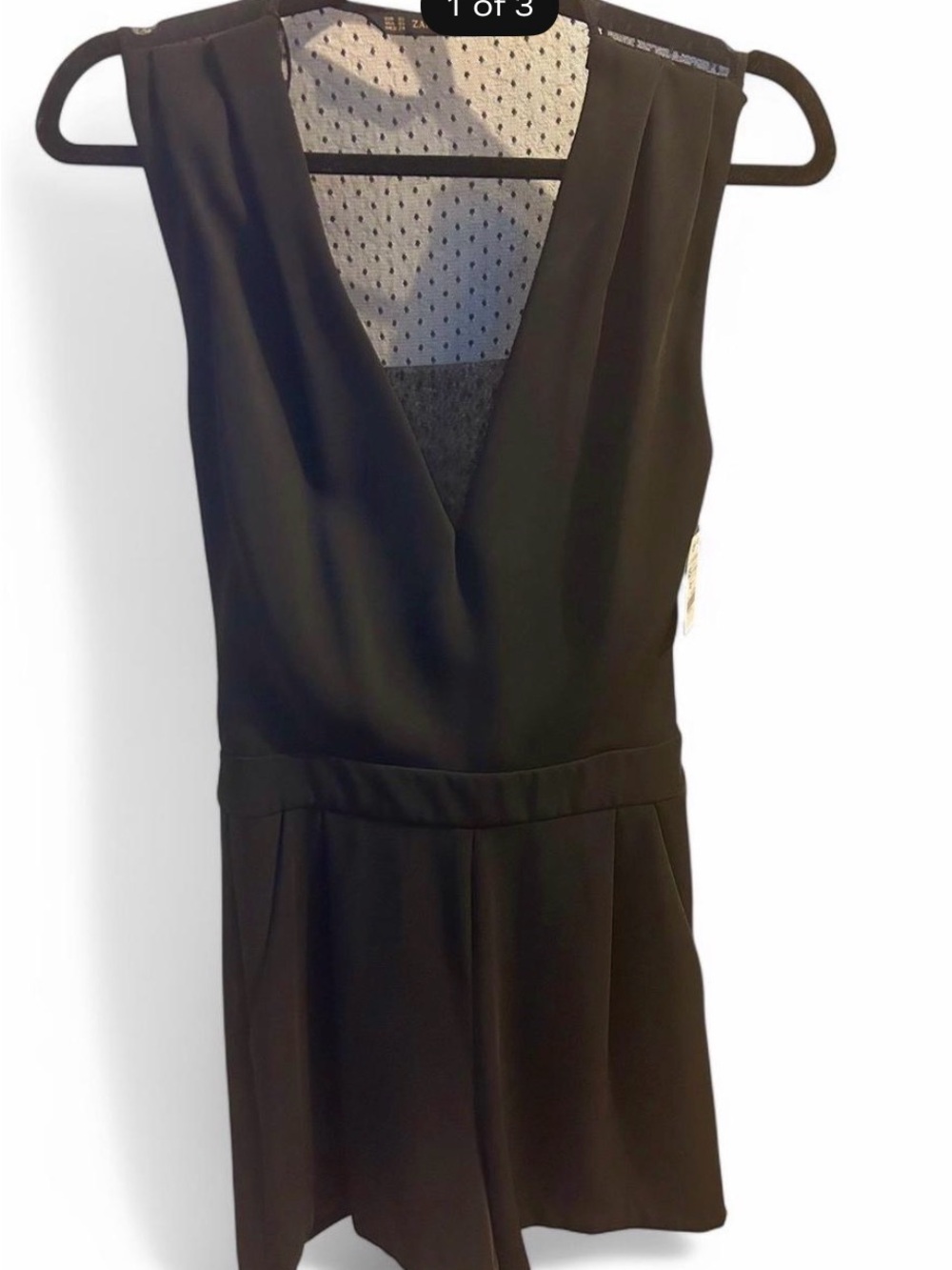 Zara Black V-Neck Sleeveless Romper NWT